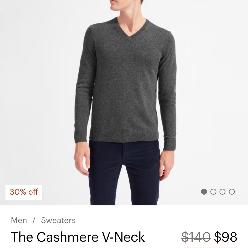 Everlane cashmere sweater. Grey, v neck great for men and women size medium M